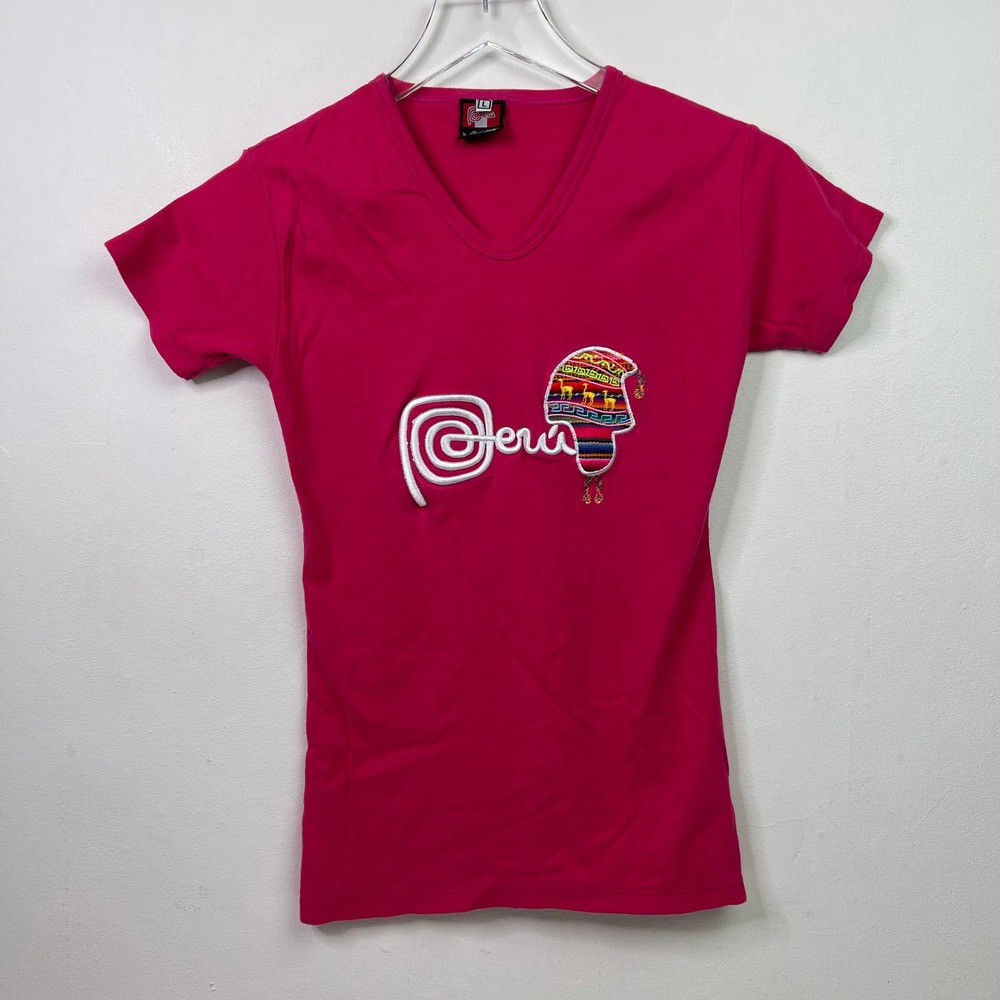 Vintage Embroidered Peru South America Souvenir Cotton Shirt, Girls Size Large
